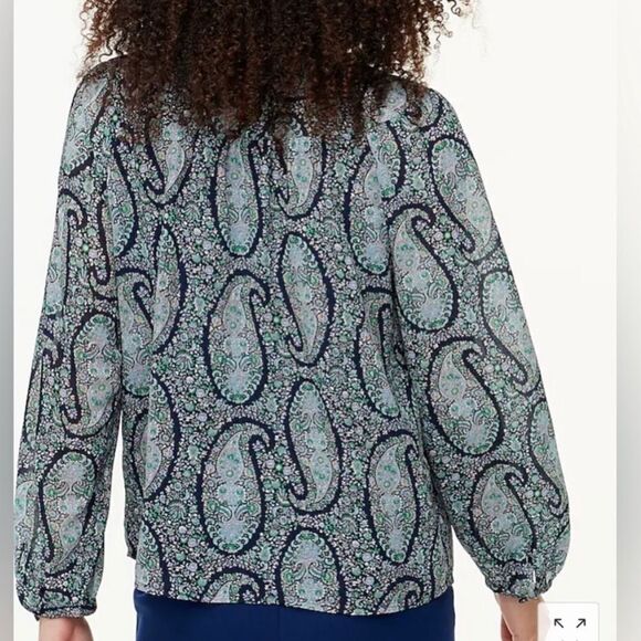 J. Crew Paisley Printed Smock Long Sleeve Blouson Top SIZE MEDIUM - Picture 2 of 7